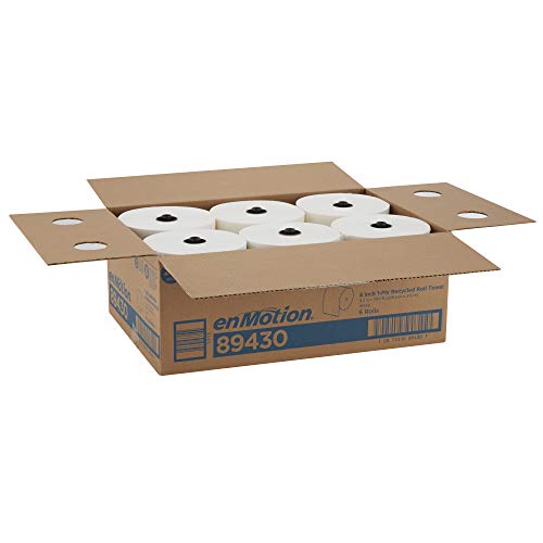 Georgia-Pacific enMotion 8" Recycled Paper Towel Rolls By GP PRO, White, 700 Feet Per Roll, 6 Bulk Paper Towel Rolls Per Case, 89430