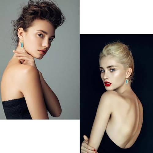 Womens Dangle Earrings - Earrings Dangle Gold Plated Drop Earrings S925 Dangling Earrings for Women Stone Jewelry Opal Earrings Fashion (Blue Opal Gold Earrings)