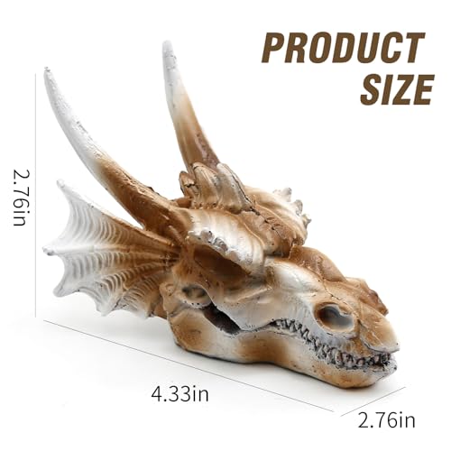 DUZFOREI Reptile Hideouts Terrarium Decor, Aquarium and Fish Tank Decorations Fish Tank Accessories Reptiles Hideout Habitat Aquarium Decor (Dragon Imitation Skull Model)