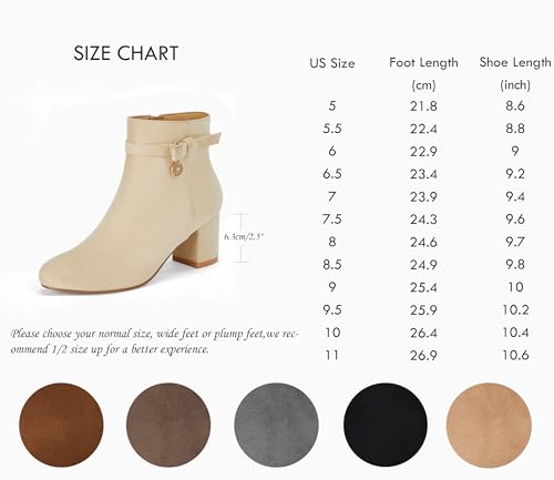 Coutgo Women's Ankle Boots Chunky Block Low Heel Vintage Tie Knot Booties Shoes with Side Zipper