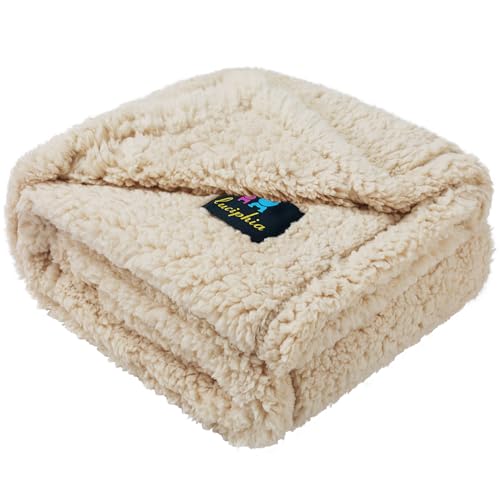 Luciphia Waterproof Dog Blanket Soft Pet Sherpa Calming Thick Blankets,Leakproof Cozy Pet Puppy Blanket for Medium Large Dogs Cats,Sofa Bed Car Couch Protector(Beige,30x20 inches)