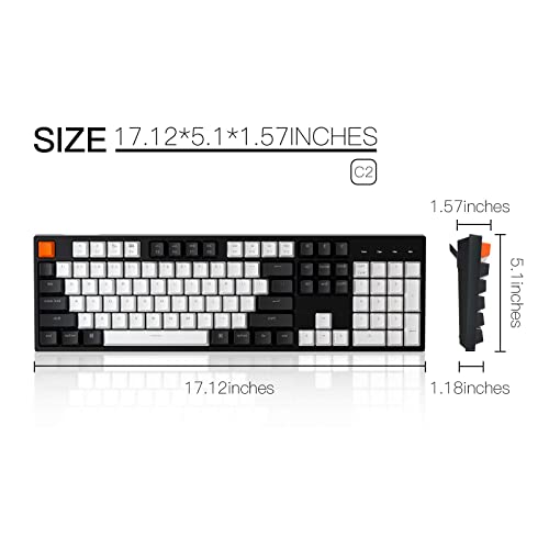 Keychron C2 Full Size Wired Mechanical Keyboard for Mac, Hot-swappable, Gateron G Pro Brown Switch, White Backlight, 104 Keys ABS keycaps Gaming Keyboard for Windows,Type-C Braid Cable