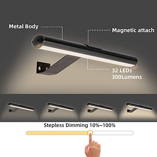 TINTINDOC Wireless LED Picture Light with Remote,Rechargeable Battery Painting Light for Display Art Work,300Lumens Brightness Adjustable Highlight Picture Painting Arts Dartboard with Metal Body