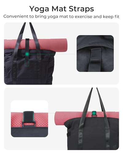 BAGSMART Tote Bag for Women with Zipper, Gym tote with Compartments, Work Tote Nurse Dance Yoga Bag for Travel