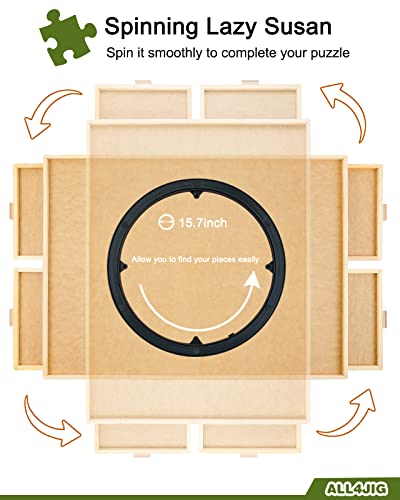 ALL4JIG 1000 Piece Rotating Puzzle Board with Drawers 22"x30"Portable Wooden Jigsaw Puzzle Table for Adults Portable,Lazy Susan Spinning Puzzle Boards Birthday Gift for mom