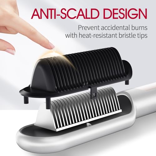 Hair Straightener Brush Ionic Straightening Comb BLUSHMARKS Nano Titanium 30s Fast Heating & Anti-Scald 9 Temp Settings LED Display Professional Salon Hair Styling Tools for Gifts Women