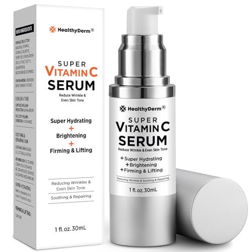 Super Vitamin C Serum for Women Over 70: Vitamin C, Hyaluronic Acid, Vitamin E, Caffeine, Hydrating, Lifting, Face Wrinkle & Age Spots Reduction