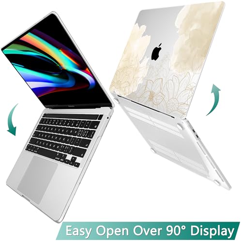 Tuiklol Compatible with 2022 MacBook Pro 13 Inch M2 Clip, 2021 2020 Release M1 A2338 A2289 A2251, Hard Shell Case for MacBook Pro 13" with Touch Bar Fits Touch ID and Retina Display, Flower Leaf