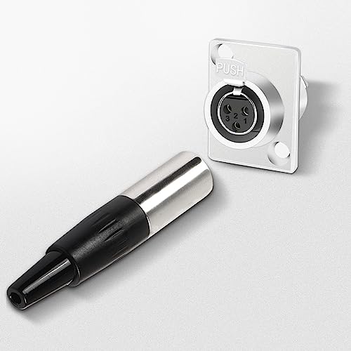 XMSJSIY Mini XLR Panel Mount Socket Jack Connector 3 Pin Mini XLR Female Audio Speaker Mic Microphone Adapter-2 Pcs (3 Pin)