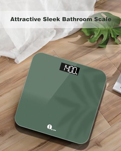 1 by ONE Digital Body Weight Scale, Bathroom Weighing Scale for People with Large LED Display, 400 lbs,Tape Measure and Batteries Included
