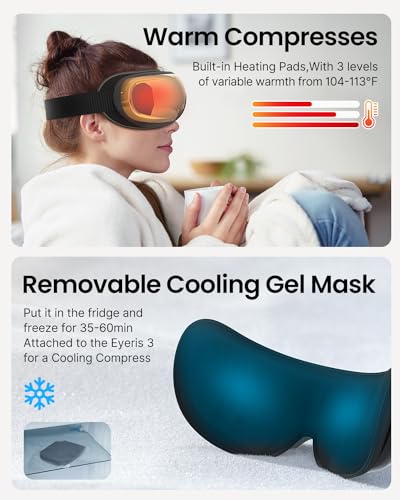 RENPHO FSA/HSA Eligible Eye Massager with Heat and Cooling,Eyeris 3 Voice Controlled Eye Massager, Heated Eye Mask with DIY Massage Setting,Music Eye Care Devices for Relax,Gift for Men/Women