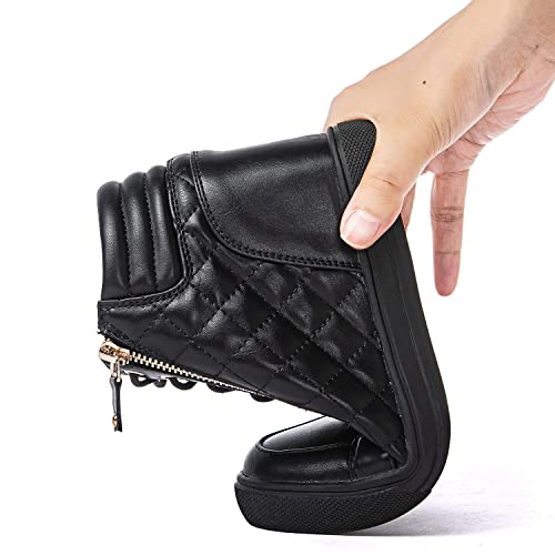 GLOBALWIN Women's Ankle Boots Black Wedge Sneakers For Women 5.5M