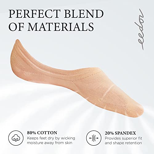 Eedor Thin No Show Socks Womens - 8 Pairs - Non Slip Flat Boat Line Low Cut Socks Multi Color Medium (7-8)