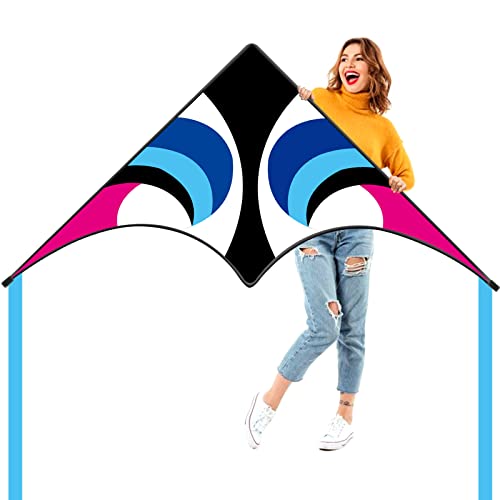 Kaiciuss Delta Kite for Kids & Adults Easy to Fly Large, Sing Line for Beginners, Easy Flying Kite for Boys & Girls with 4 Ribbon and 300 ft String Handle
