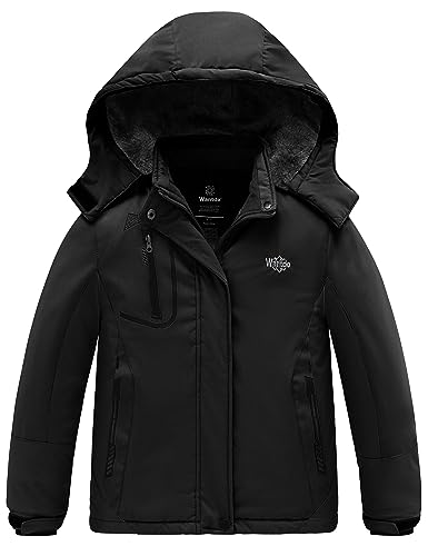 wantdo Girls' Watertight Ski Jacket Waterproof Winter Coats Warm Windbreaker Pink 14-16