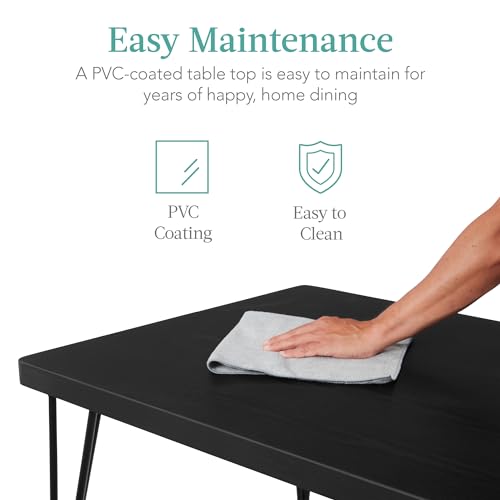 Best Choice Products 5-Piece Metal and Wood Indoor Modern Rectangular Dining Table Furniture Set for Kitchen, Dining Room, Dinette, Breakfast Nook w/ 4 Chairs - Black