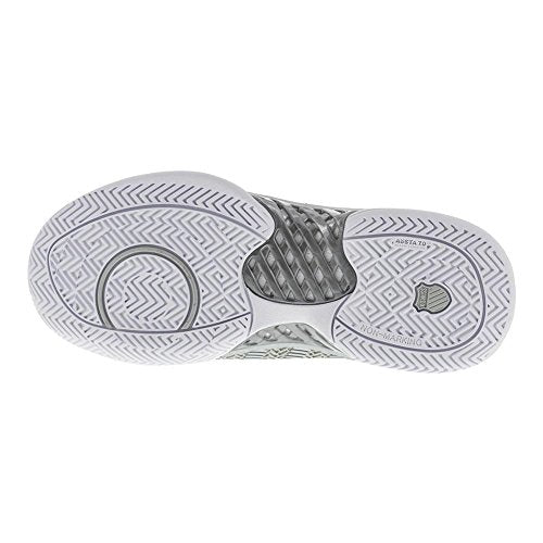 K-Swiss Women's Hypercourt Express Tennis Shoe, White/Silver, 11 M
