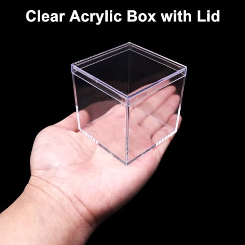 GDFYMI 12Pcs Clear Acrylic Box, Mini Storage Box with Lid Acrylic Containers Plastic Square Cube for Display Jewelry Candy Pill-2.1x 2.1x 2.1