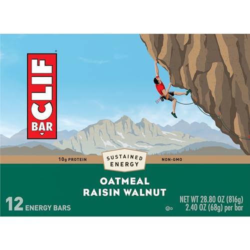 CLIF BAR - Oatmeal Raisin Walnut - Made with Organic Oats - Non-GMO - Plant Based - Energy Bars - 2.4 oz. (12 Pack)