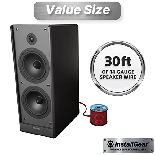 InstallGear 14 Gauge AWG 30ft Black Speaker Wire Cable - Great Use for Car Speakers Stereos, Home Theater Speakers, Surround Sound, Radio