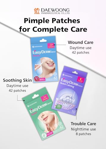 EasyDerm Quick Calming Magnesium Patches (10 patches) with Cica Ampoule - Intensive Care, Pimple patches, Hydrocolloid Band, Zits Spot care – Overnight Home Care 2-8 hours, New boxs types