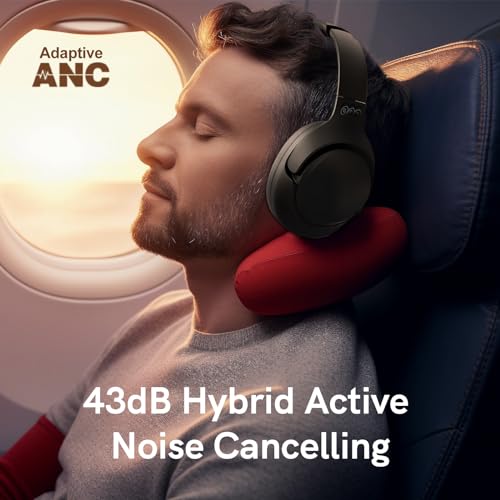 QCY H3 ANC Bluetooth Headphones Over Ear, Active Noise Cancelling Bluetooth 5.4 Headphones with Microphones, Hi-Res Audio Sound, Multipoint Connection, 60H Playback, Custom EQ via App(Black)