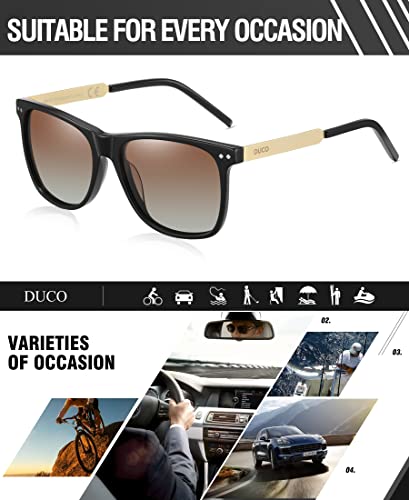 DUCO Polarized Sunglasses For Men Sunglasses Mens Sun Glasses For Driving Fishing Acetate Rectangle Frame 100% UV Protection 2143