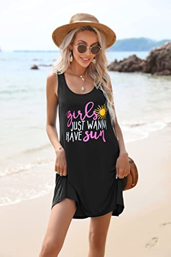 JiniGolla Women's Swimsuit Coverups Summer Beach Cover Up Dress Lightweight Bikini Cover Up American Flag S