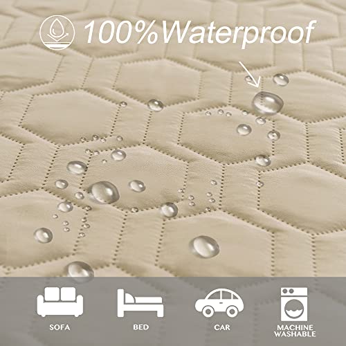 Tcksstex Waterproof and Non-Slip Dog Bed Cover and Pet Blanket Sofa Pet Bed Mat ,car Incontinence Mattress Protectors Furniture Couch Cover for Most Cats Dogs,Pets(30x70-Beige)