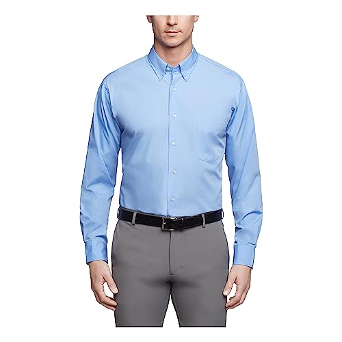 Van Heusen Men's Dress Shirts Regular Fit Silky Poplin Solid, Periwinkle, 14.5"-15" Neck 32"-33" Sleeve