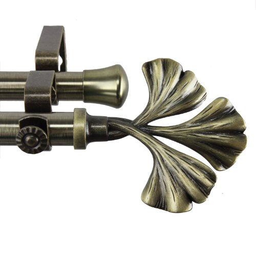 Rod Desyne Fortune Double Curtain Rod, 28 to 48-Inch, Antique Brass