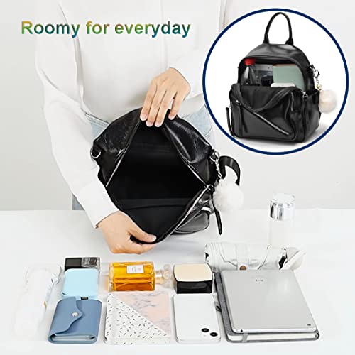 Women Cute Mini Leather Backpacks, Convertible Shoulder Bag Casual Holiday Small Rucksack, Brown