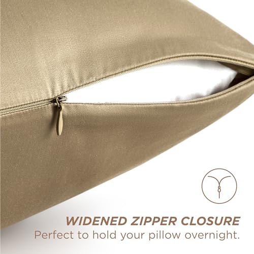 Bedsure Silk Pillowcase with Zipper,Taupe Silk Pillowcase for Hair and Skin,10% Mulberry Silk Pillow Cases and 90% Modal Blended Pillow Case Standard Size, Gifts for Women Men, 1pc, 20x26 Inches