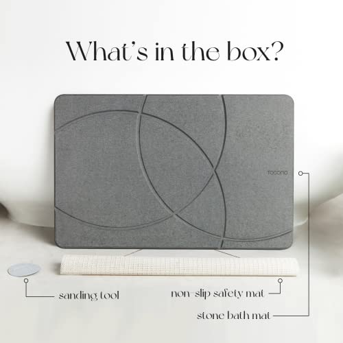 TOSORO - Stone Bath Mat, Diatomaceous Earth Non-Slip Stone Shower Mat - Quick Drying Absorbent Bath Stone Mat - Elegant & Modern Design, Easy to Clean (23.5 x 15 Graphite)