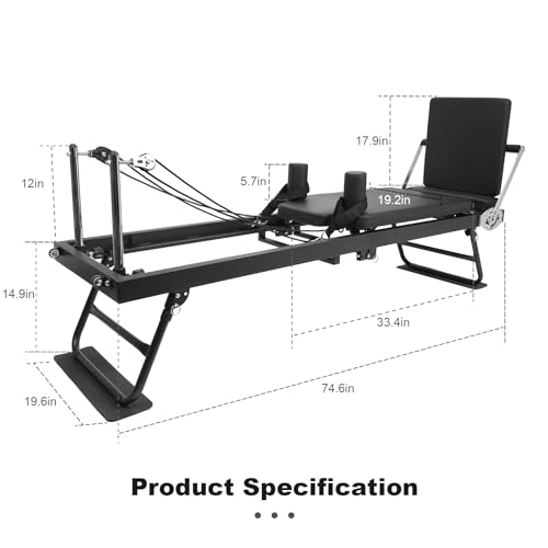 SENDIAN Foldable Pilates Equipment for Home Workouts,Pilates Reformer Machine for Home and Gym, Pilates Exercise Equipment with Jump Board, Additional 5 Color Cords (Black)