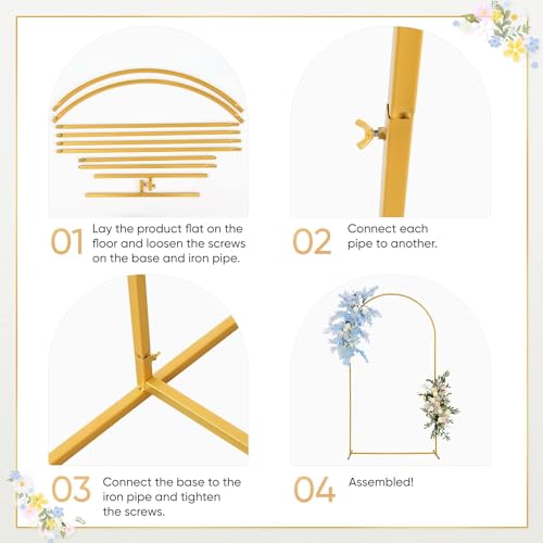 7.2Ft Wedding Arch Backdrop Stands,Metal Arch Backdrop Stand,Gold Wedding Balloon Arched Backdrop Stand Party,Friends Gathering,Christmas,Garden Decoration