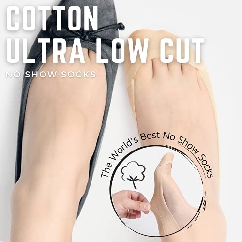 Soxbang Womens TRULY No Show Socks for Flats Heels Non Slip Cotton Ultra Low Cut Liner Socks(3-Black+Grey+Nude,5-7.5)