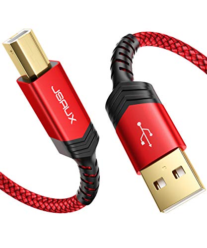 JSAUX Printer Cable, 6FT USB Printer Cable USB 2.0 Type A Male to B Male Scanner Cord USB B Cable High Speed for HP, Canon, Epson, Dell, Brother, Lexmark, Xerox, Samsung etc and Piano, DAC