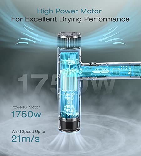 Blow Dryer,110000RPM High-Speed Brushless Motor, Fast-Drying Negative Ions Intelligent Constant Temperature Hair Care Dryers, Professional Hair Dryer with Attachments for Home&Salon (Grey)