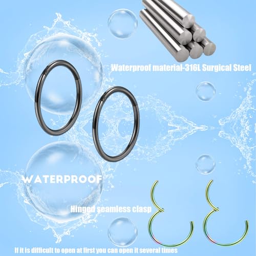 Lantine 5 Pcs 6mm Small Nose Rings Hoops for Women Set 316L Surgical Steel Septum Rings Rook Daith Tragus Piercing Jewelry Hinged Cartilage Gold Hoop Earrings 20G