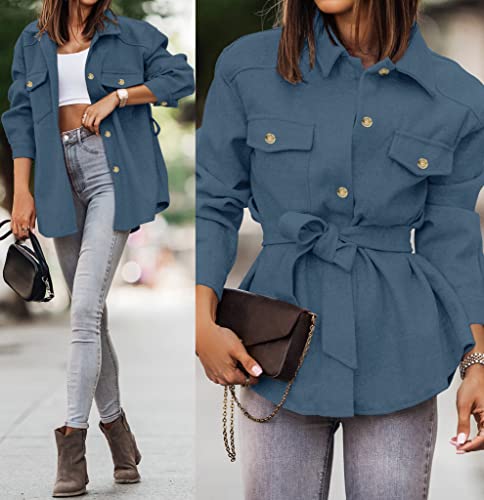 ZESICA Women's Casual Trench Coat Long Sleeve Lapel Button Down Belted Jacket Outerwear Peacoat with Pockets,Apricot,Small