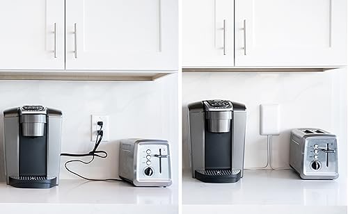 Sleek Socket Original & Patented Ultra-Thin Outlet Concealer for Inverted Outlet with Cord Concealer Kit, Dual 3-Foot Flat Extension Cord with Multiple Outlet, Ideal on Countertop, Outlet Covers