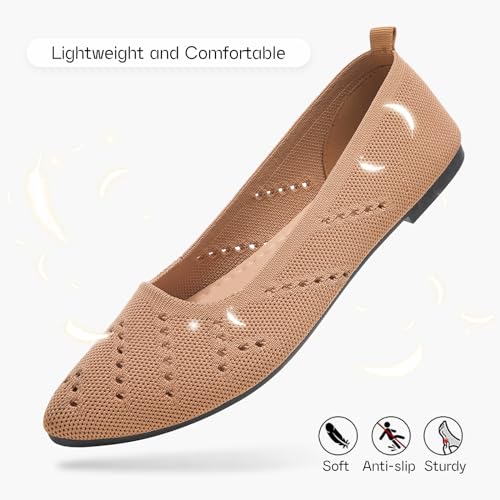 Women’s Flats Shoes Dress Shoes for Women Ballet Flats Dressy Comfortable Pointed Toe Flats Foldable Flats(Beige.us8)