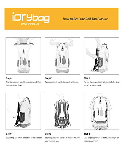 IDRYBAG Waterproof Backpack Dry Bag PVC 30L, Floating Bag Dry Backpack for Men, Dry Sack Waterproof Bag for Kayaking, Canoeing, Boating, Camping, Hiking