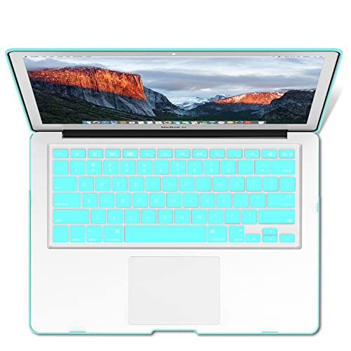 IBENZER Compatible with Old Version MacBook Air 13 Inch Case (2010-2017 Release). Models: A1466 / A1369, Plastic Hard Shell Case with Keyboard Cover for Mac Air 13, Olive Green, A13OLGN+1