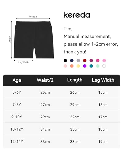 KEREDA 4 Pack Bike Shorts Girls Dance Shorts Safety and Breathable Cartwheel Underdress for Toddler Kids Black Grey 7-8Y