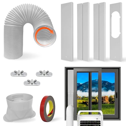 DSHFKLX Portable Air Conditioner Window Vent Kit with 5.1” Diameter Hose for Exhaust Hose Adapter for Adjustable Universal AC Panel Seal Plates for Sliding Window (Dia 5.1 Inchs)