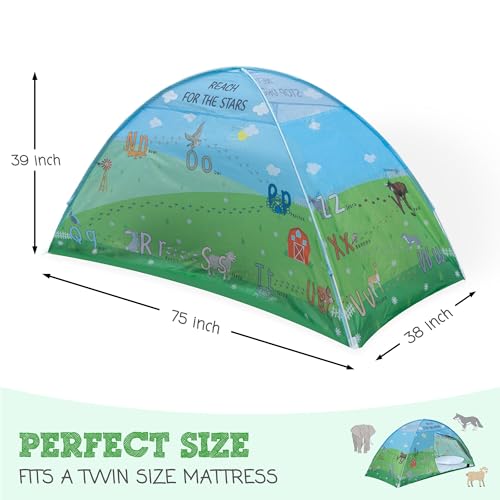 Animal Twin Bed Tent for Kids Indoor Fort - Magical Dream Tents for Boys Pop Up Toddler Bed Canopy for Girls Bunk Bed Tent for Top Bunk - Sensory Sleep Pod for Kids Educational