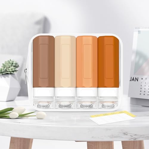 Redfly Travel Bottles for Toiletries, 3oz Tsa Approved Travel Size Containers, BPA Free Leak Proof Travel Containers for Toiletries, Refillable Travel Accessories for Shampoo Conditioner Apricot