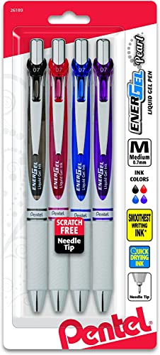 Pentel Gel Ink Pen, EnerGel Pearl RTX0.5mm, Fine Point, Needle Tip (BLN75WBP3A),Black